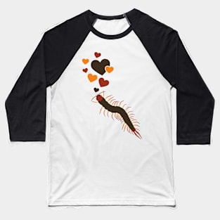 Cute Centipede With Hearts Baseball T-Shirt